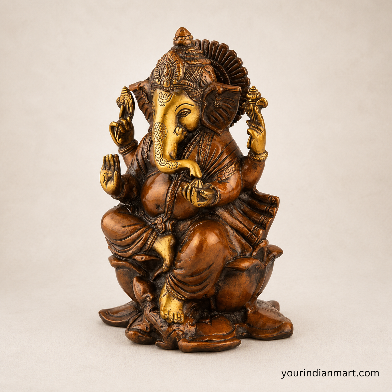 Brass Ganesh Idol for Home Temple Decor