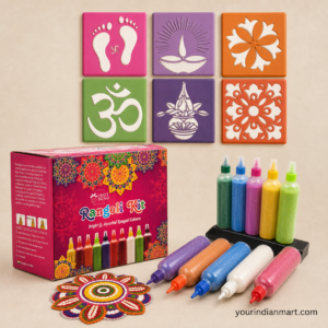 Rangoli Stencil and Colours Kit for Home Puja and Festive Use
