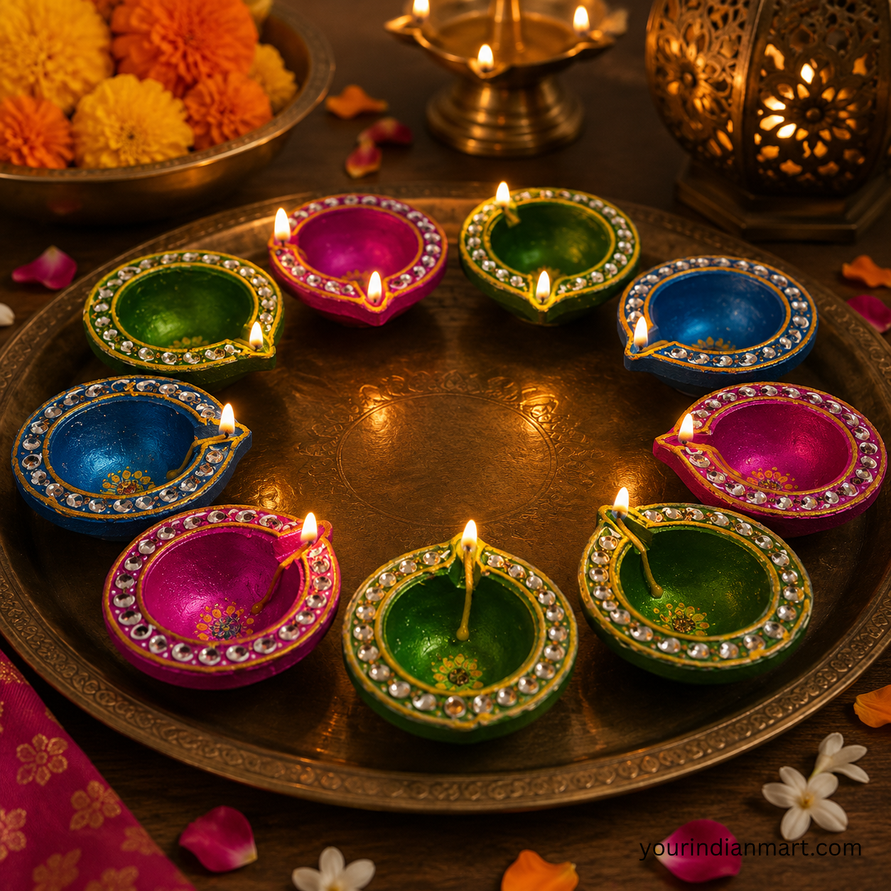 Handmade Terracotta Diya Set of 12 for Diwali - Image 2