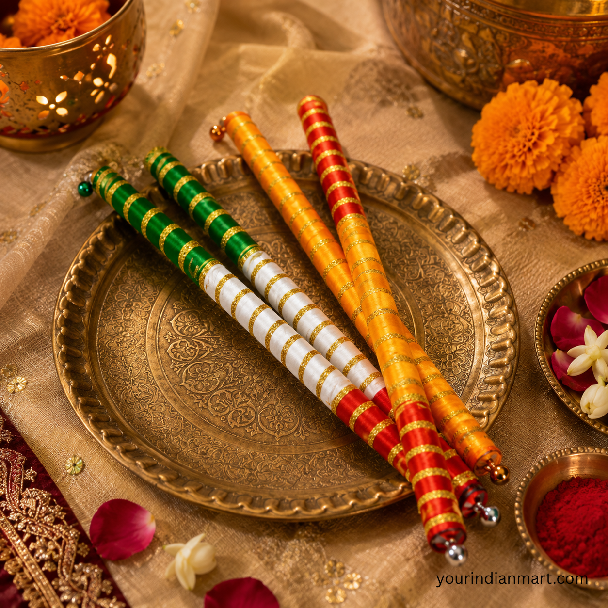 Decorated Dandiya Sticks Pair for Navratri Garba - Image 2