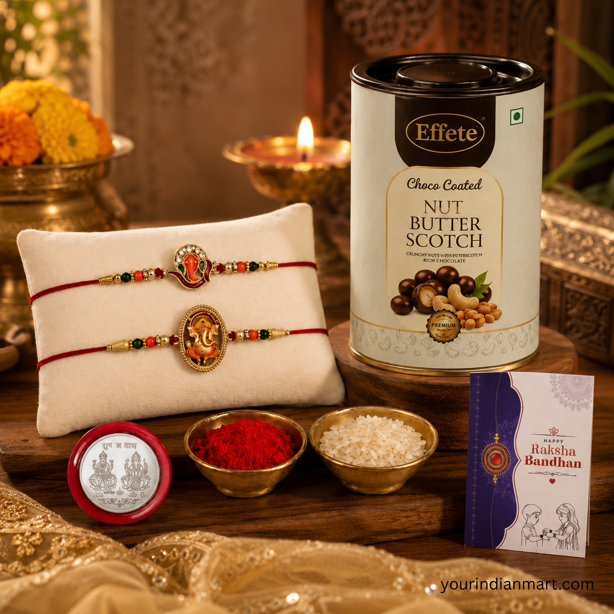 Rakhi and Chocolate and Card Combo for Home Puja and Festive Use - Image 2