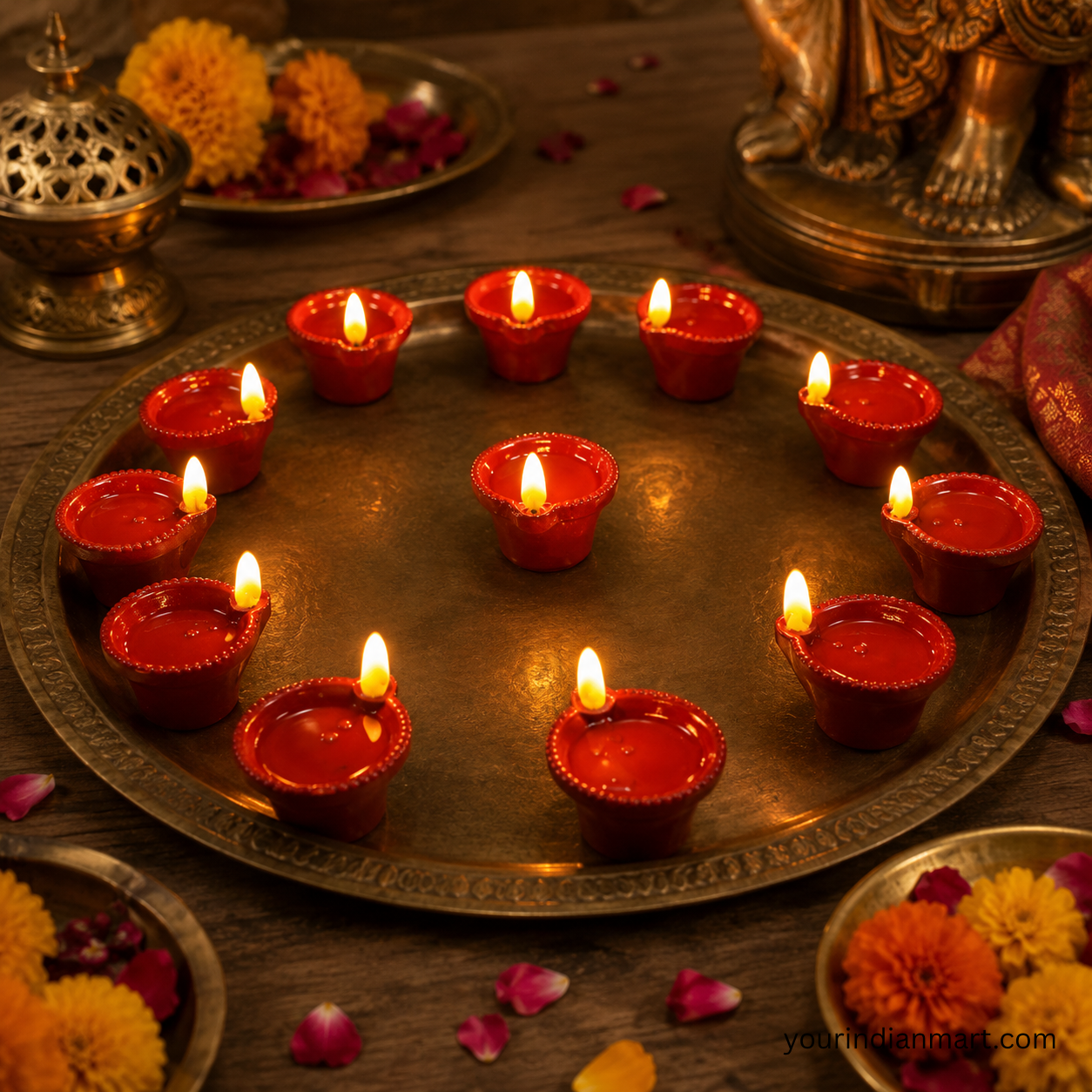 LED Diya Set of 12 for Safe Festive Decor - Image 2