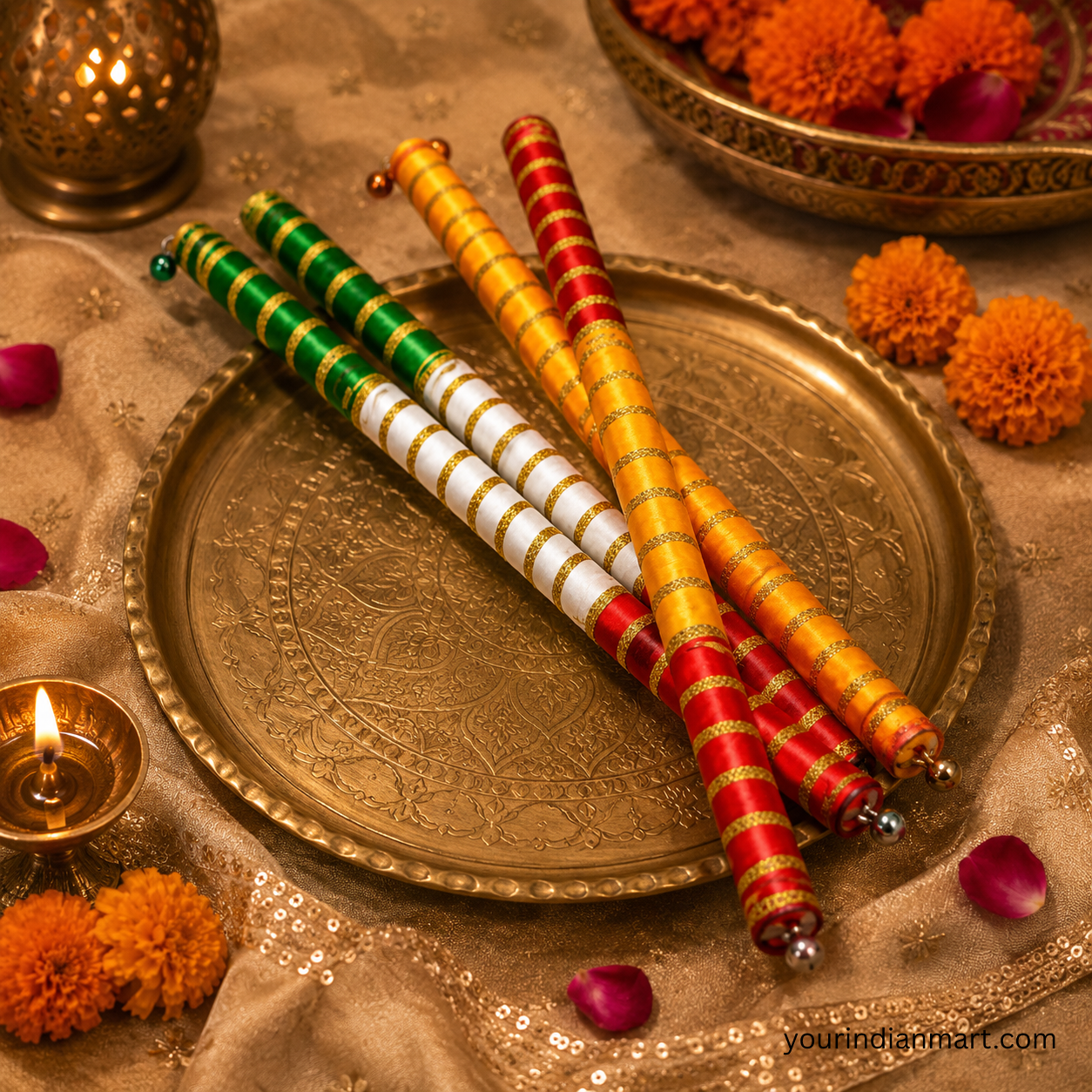 Decorated Dandiya Sticks Pair for Navratri Garba - Image 3