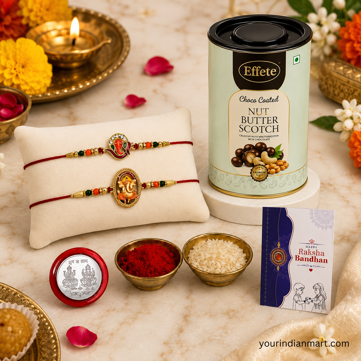 Rakhi and Chocolate and Card Combo for Home Puja and Festive Use - Image 3