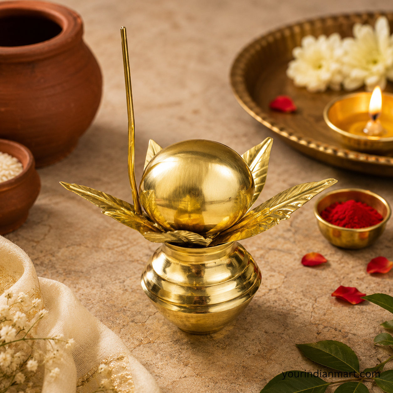 Kalash and Coconut Decor Set for Home Puja and Festive Use - Image 3