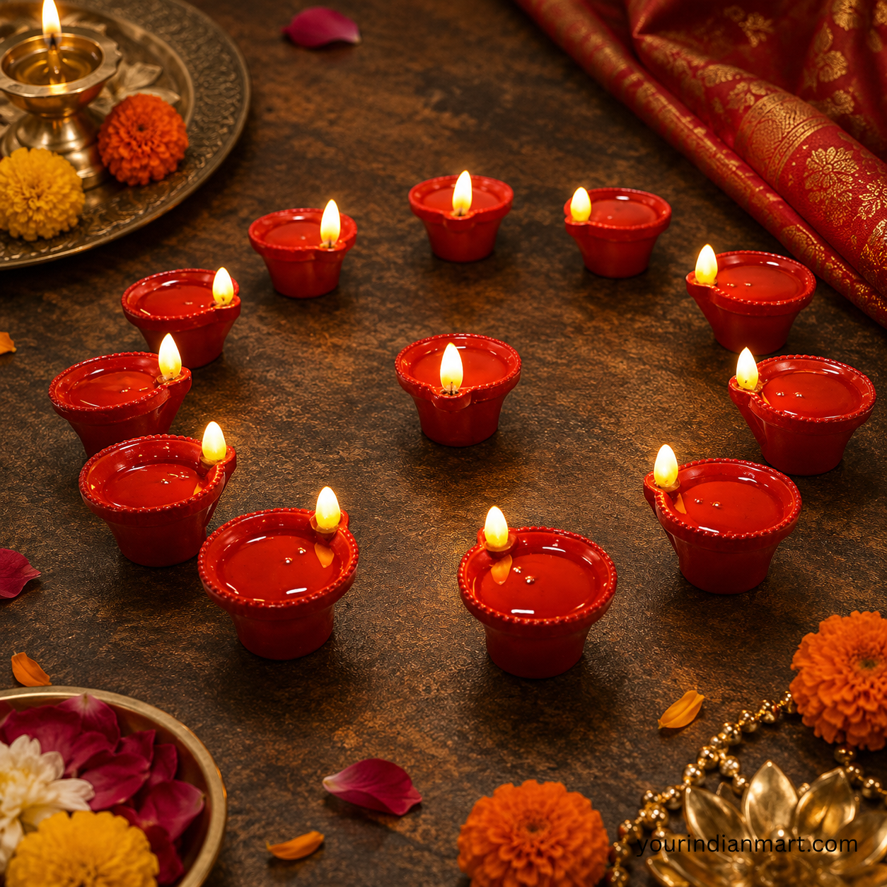 LED Diya Set of 12 for Safe Festive Decor - Image 3