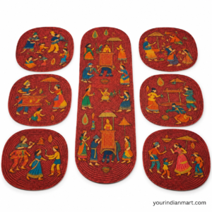 Block Print Coasters and Table Runner Set