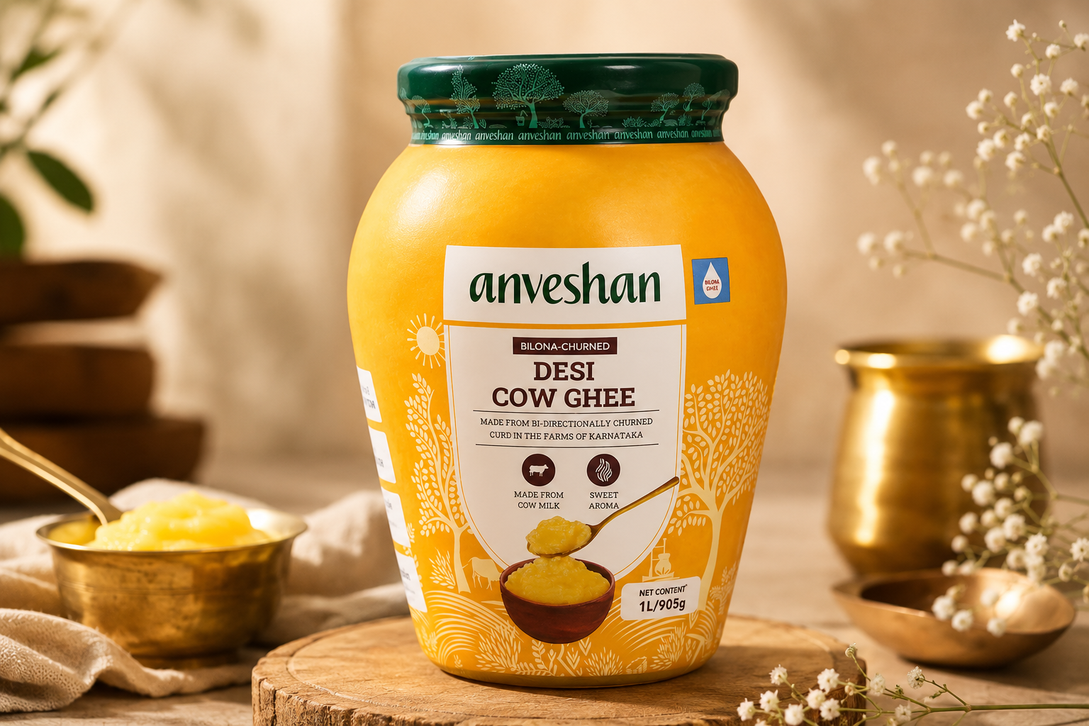 A2 Cow Ghee 1L (glass jar, Bilona, curd-churned) - Image 2