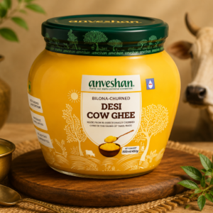 A2 Cow Ghee 500ml glass jar (Bilona, cheese-riveted)