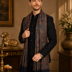 Mens Fine Soft Ethnic Wool Blended Stole Jamawar Design