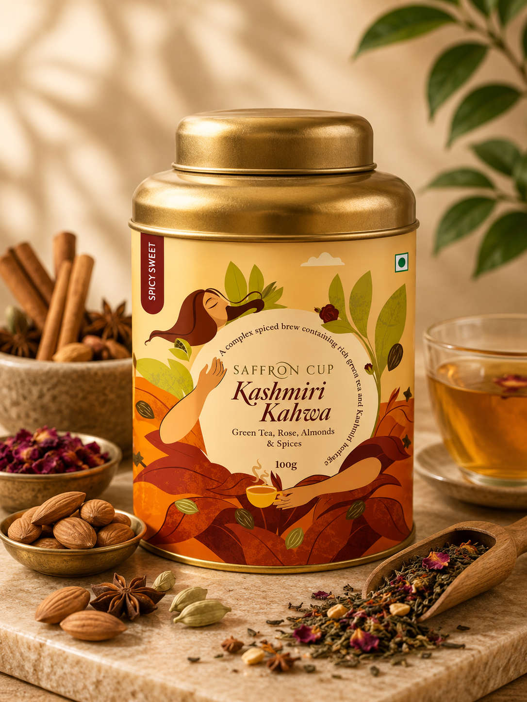 Saffron Cup Kashmiri Kahwa Green Tea - Image 3