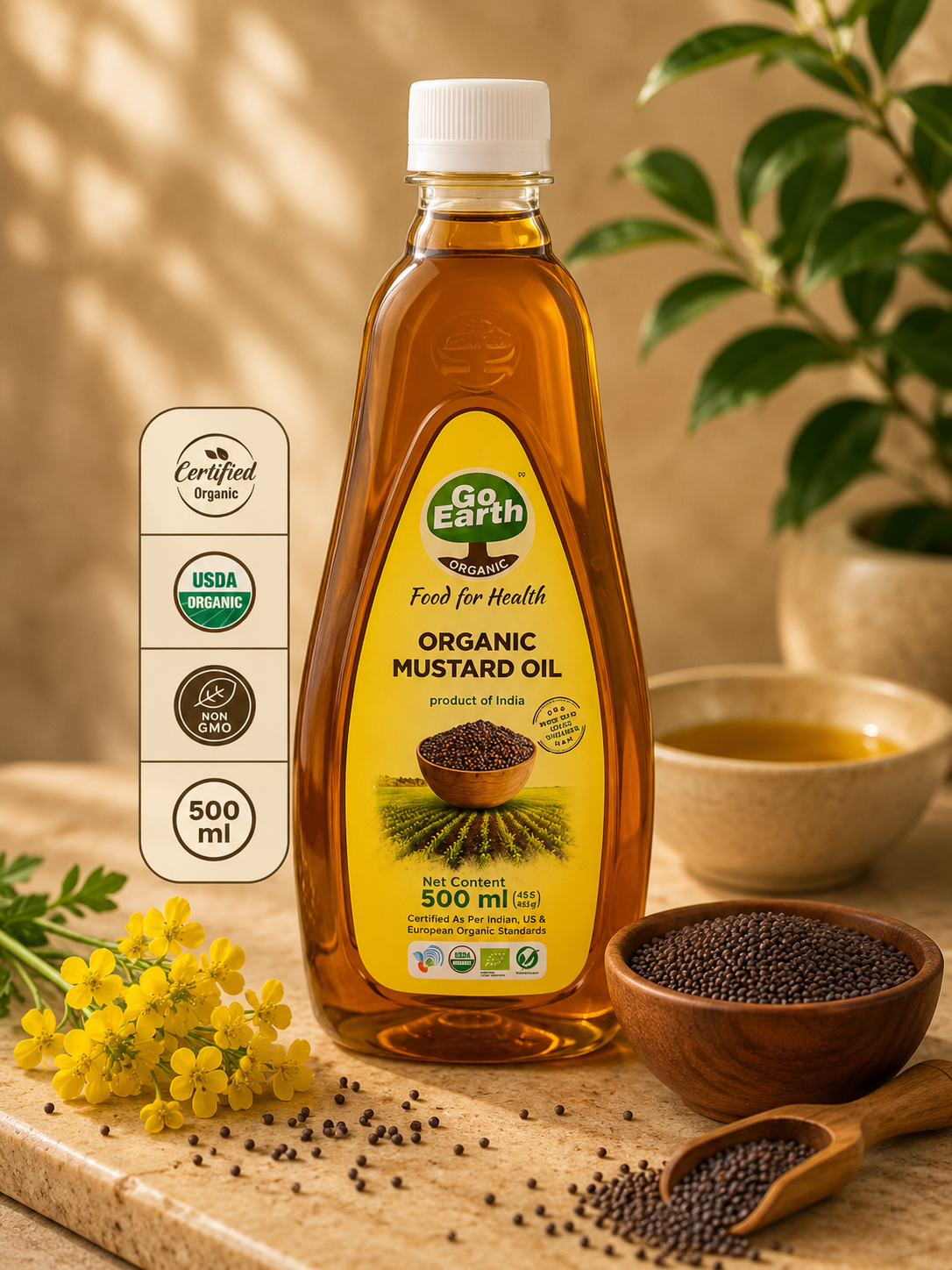GoEarth Organic Cold-Pressed Mustard Oil - Image 3