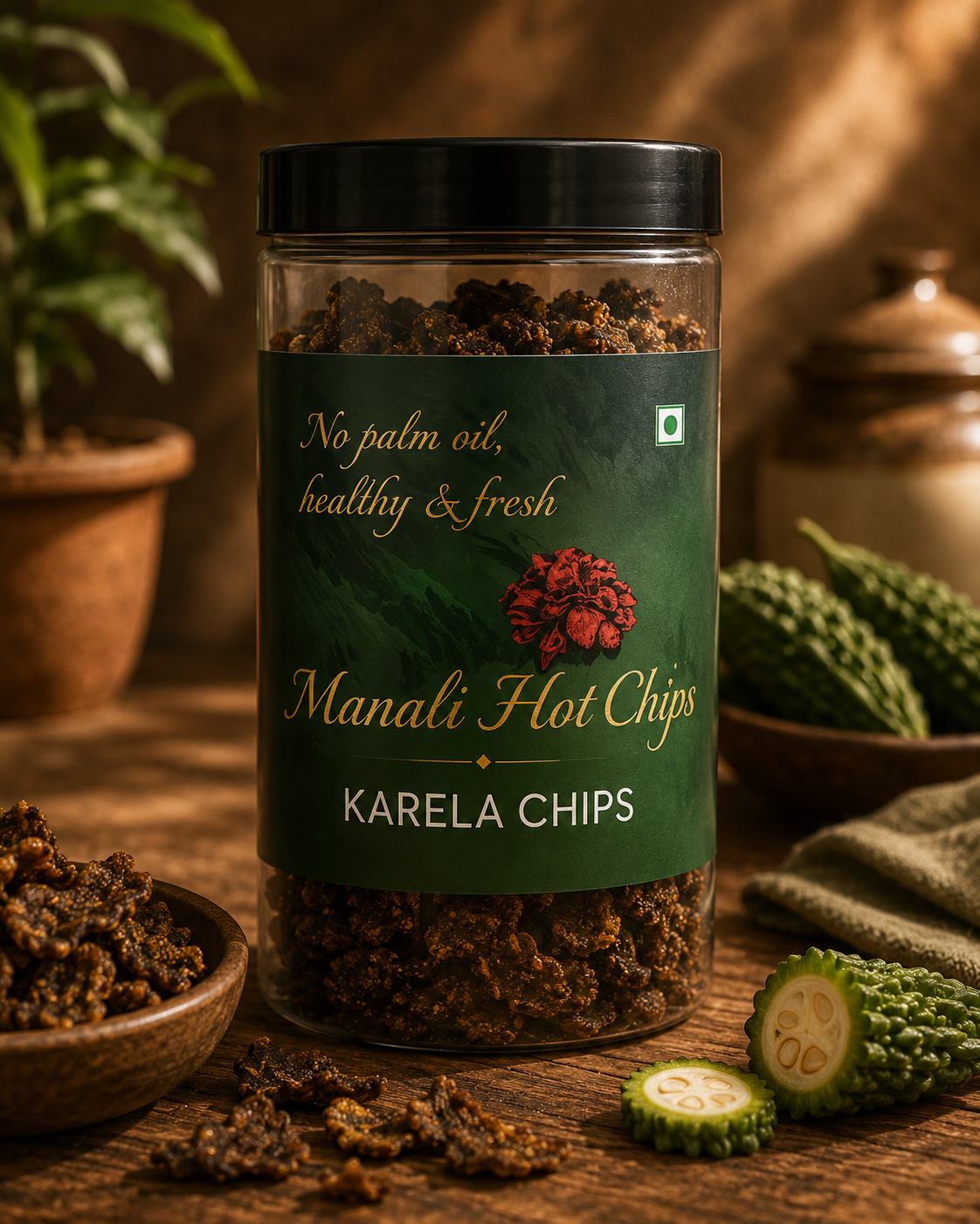 Manali Hot Organic Wafer Karela Chips