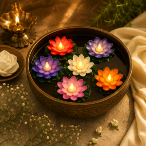 Lotus-Shaped LED Diya Candles