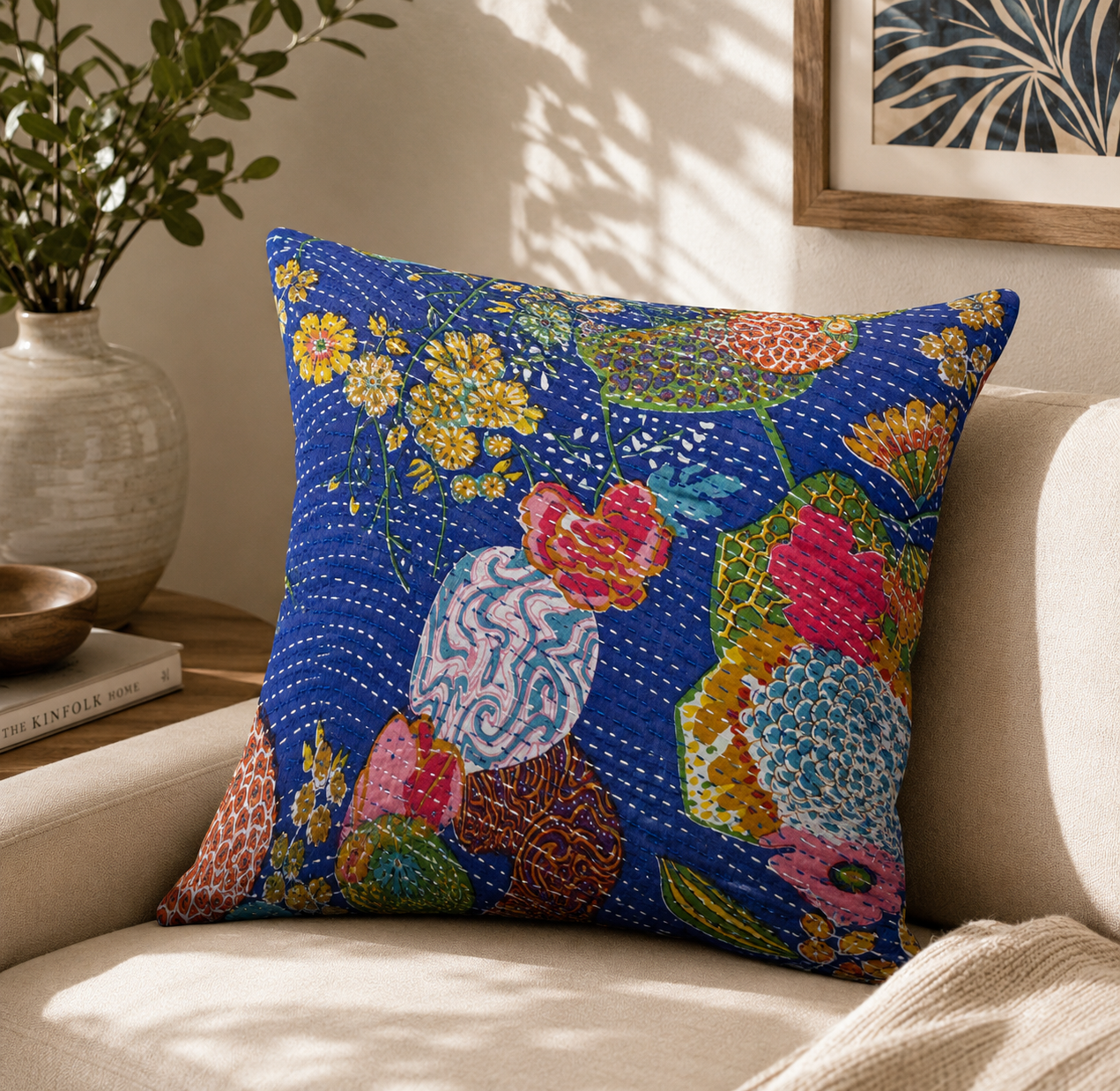Kantha Printed Throw Cushion - Image 2