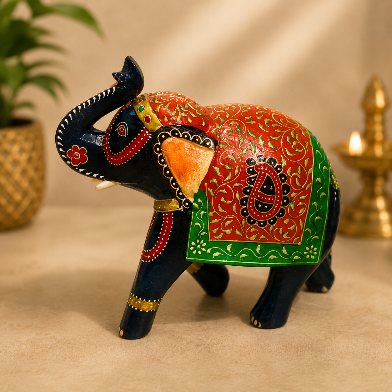 Handcrafted Wooden Elephant Figurine