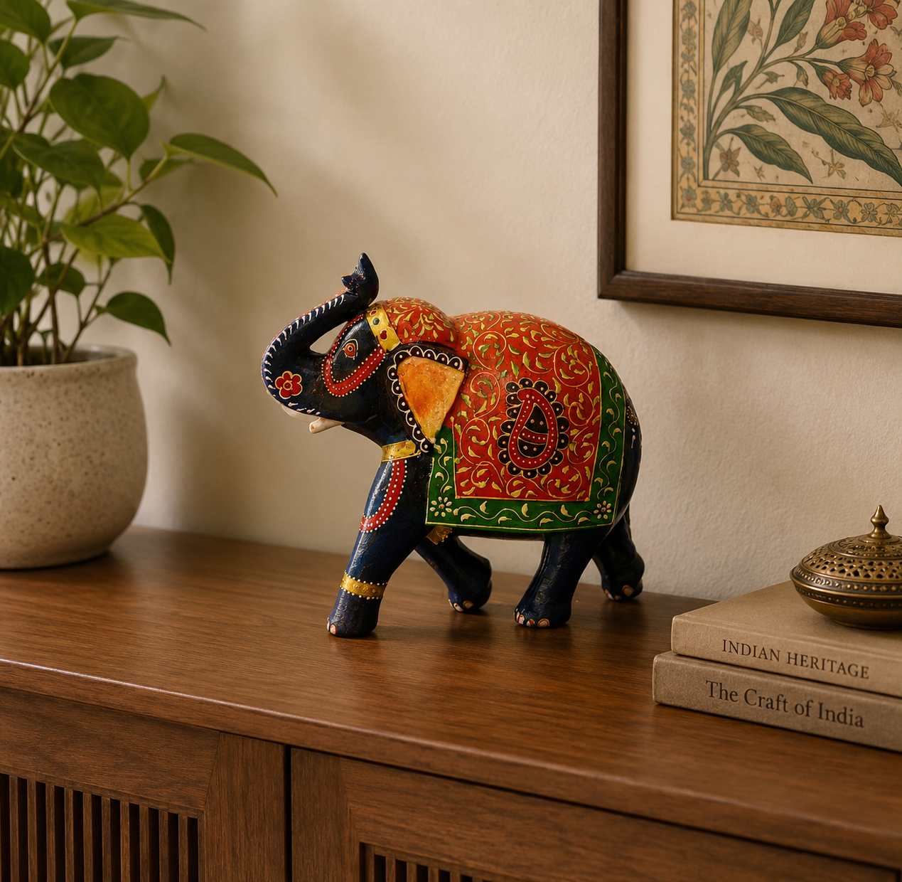 Handcrafted Wooden Elephant Figurine - Image 3