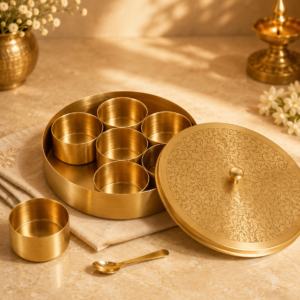 Brass 7-Jar Spice Box Masala Dani